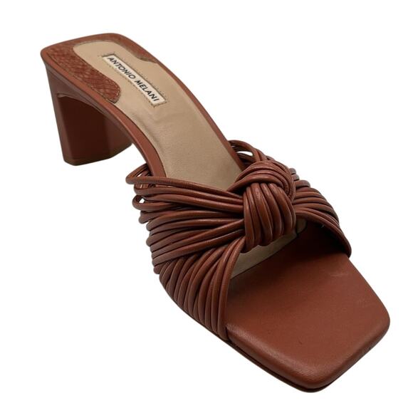 Antonio Melani Carmel Knot Tubular Leather Dress Sandals Brown Size 5.5 - Picture 2 of 5